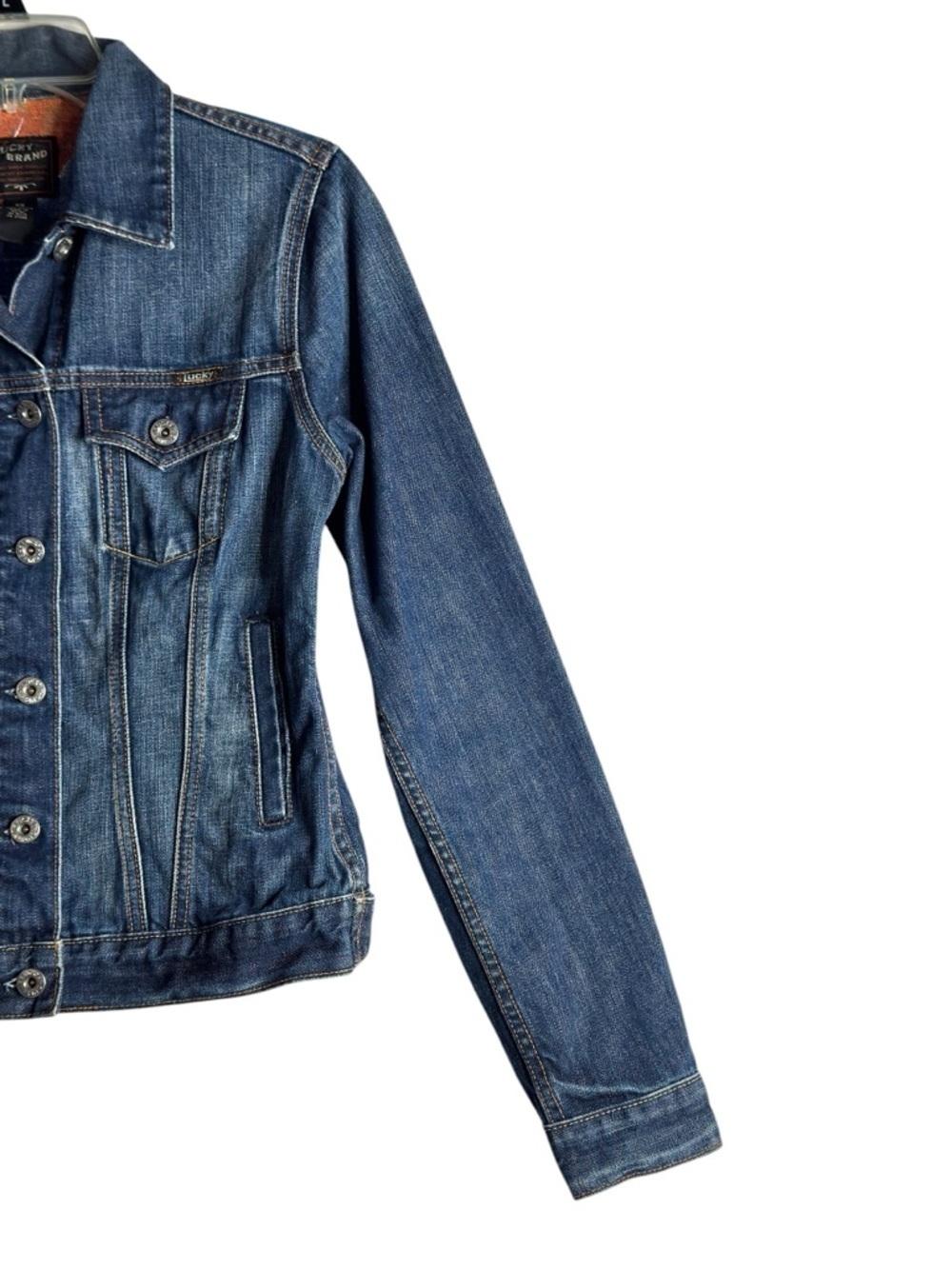 Lucky Brand Denim Trucker Jacket XS Vintage Wash Jean Jacket Classic Fitted - Picture 5 of 13